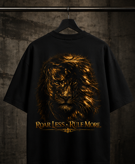 Roar Less, Rule More Lion Graphic Oversized T-Shirt