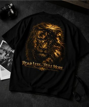 Roar Less, Rule More Lion Graphic Oversized T-Shirt